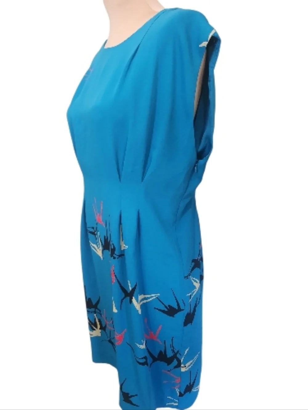ANTHROPOLOGIE "Shadowbird Shift" Sariah Carson Teal Sleeveless Sheath Dress - 12 - Picture 7 of 15